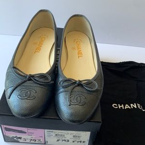 Authentic silver Chanel ballet flats